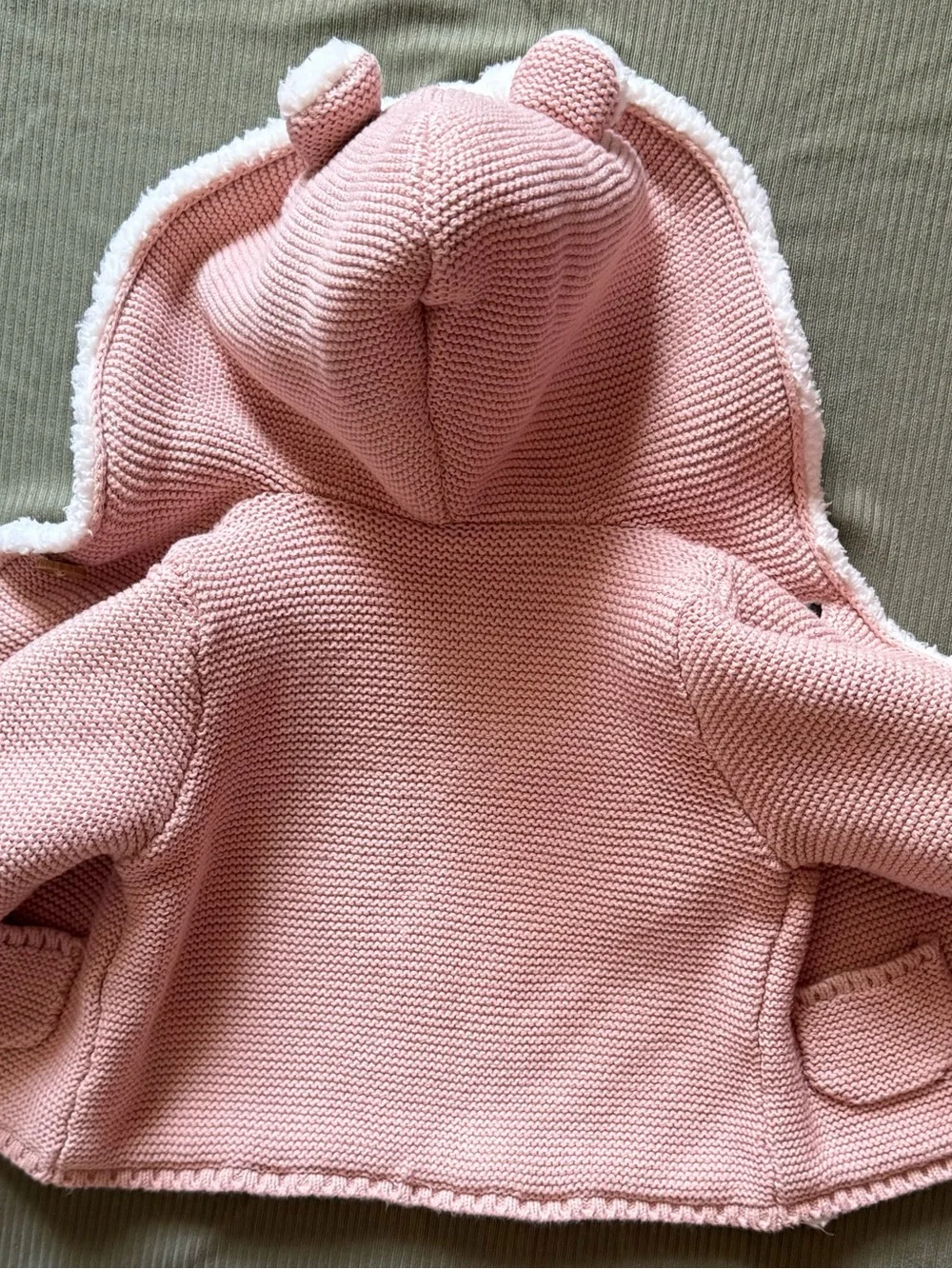 Carter's Pink Hooded Knit Jacket with Sherpa Lining